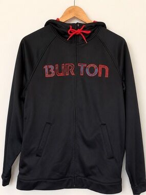 Burton Dryride Full Zip Hoodie Jacket Men’s L Black Red Snowboard